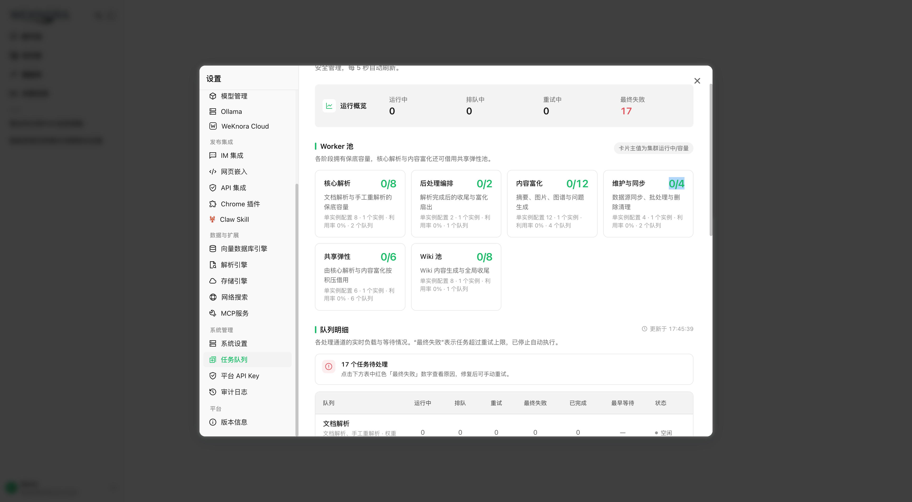 Files runtime : arriéré, échecs et retries par file